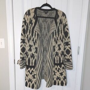Lucky Brand Live In Love Open Front Geometric Cardigan Women's Small Sweater